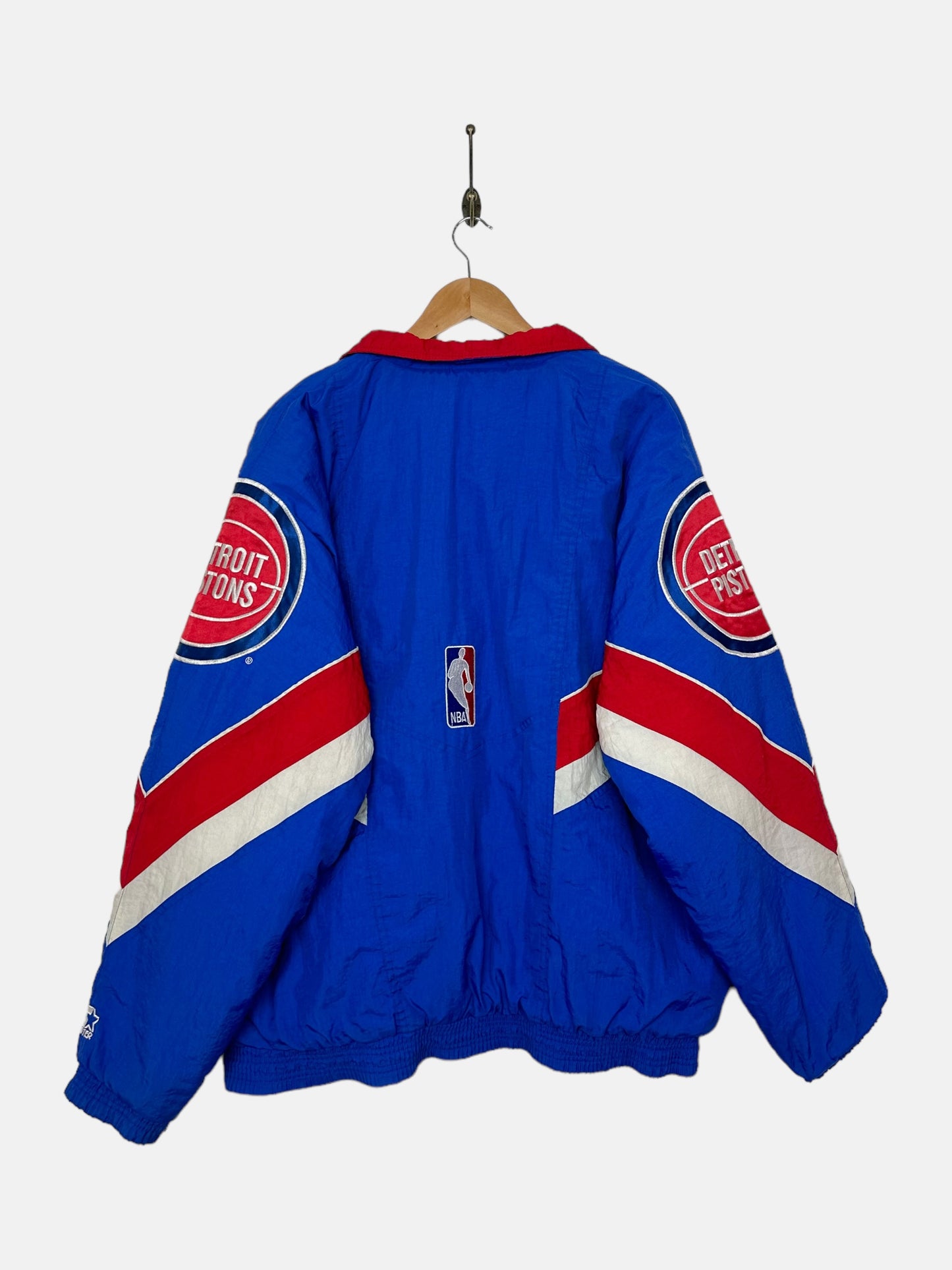 90's Starter Detroit Pistons NBA Embroidered Vintage Puffer Jacket Size XL-2XL