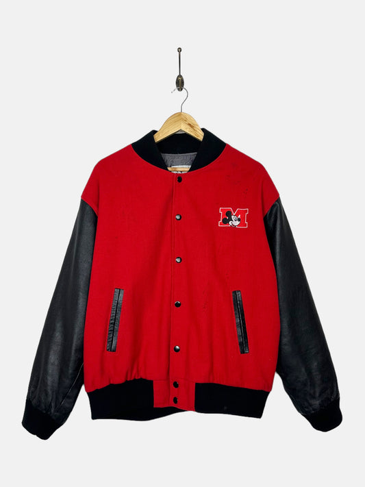 90's Disney Mickey Mouse Embroidered Vintage Varsity Jacket Size M