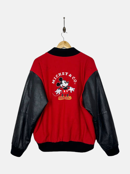 90's Disney Mickey Mouse Embroidered Vintage Varsity Jacket Size M