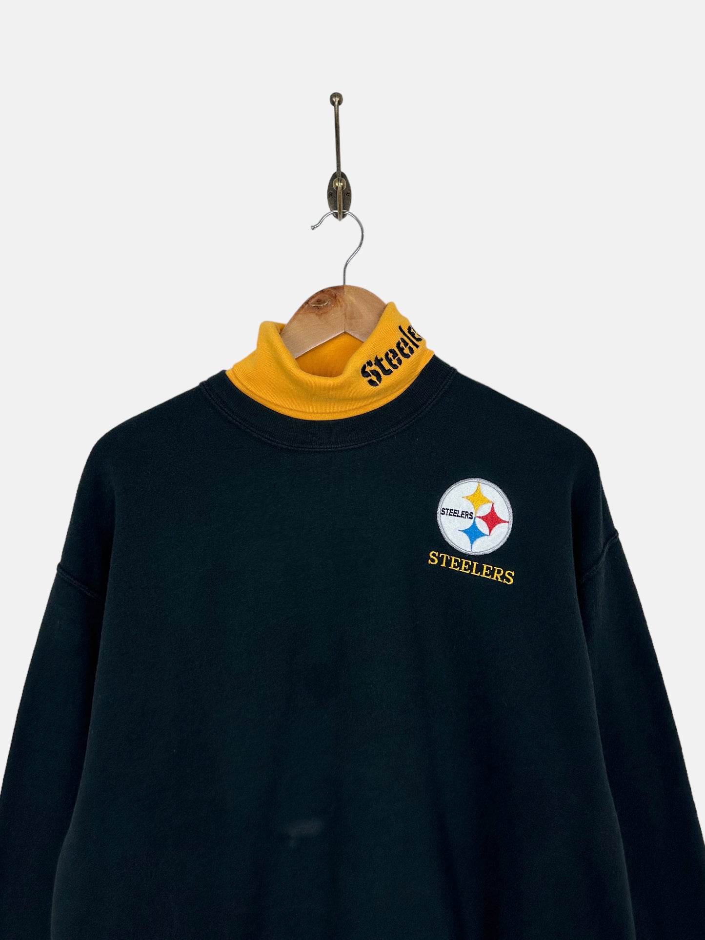 90's Pittsburgh Steelers NFL Embroidered Vintage Mock-Neck Sweatshirt Size M