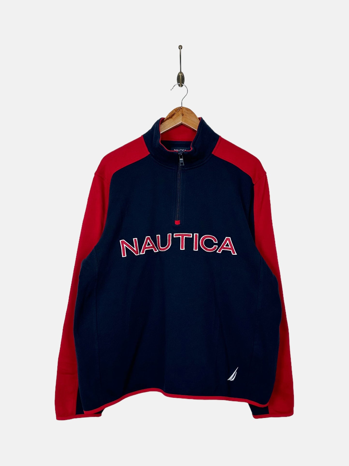 90's Nautica Embroidered Vintage Quarterzip Sweatshirt Size M-L