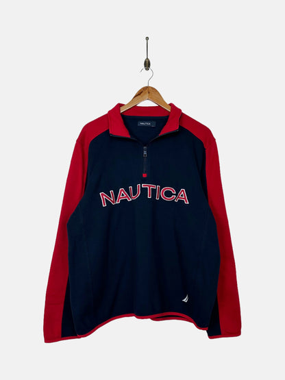 90's Nautica Embroidered Vintage Quarterzip Sweatshirt Size M-L