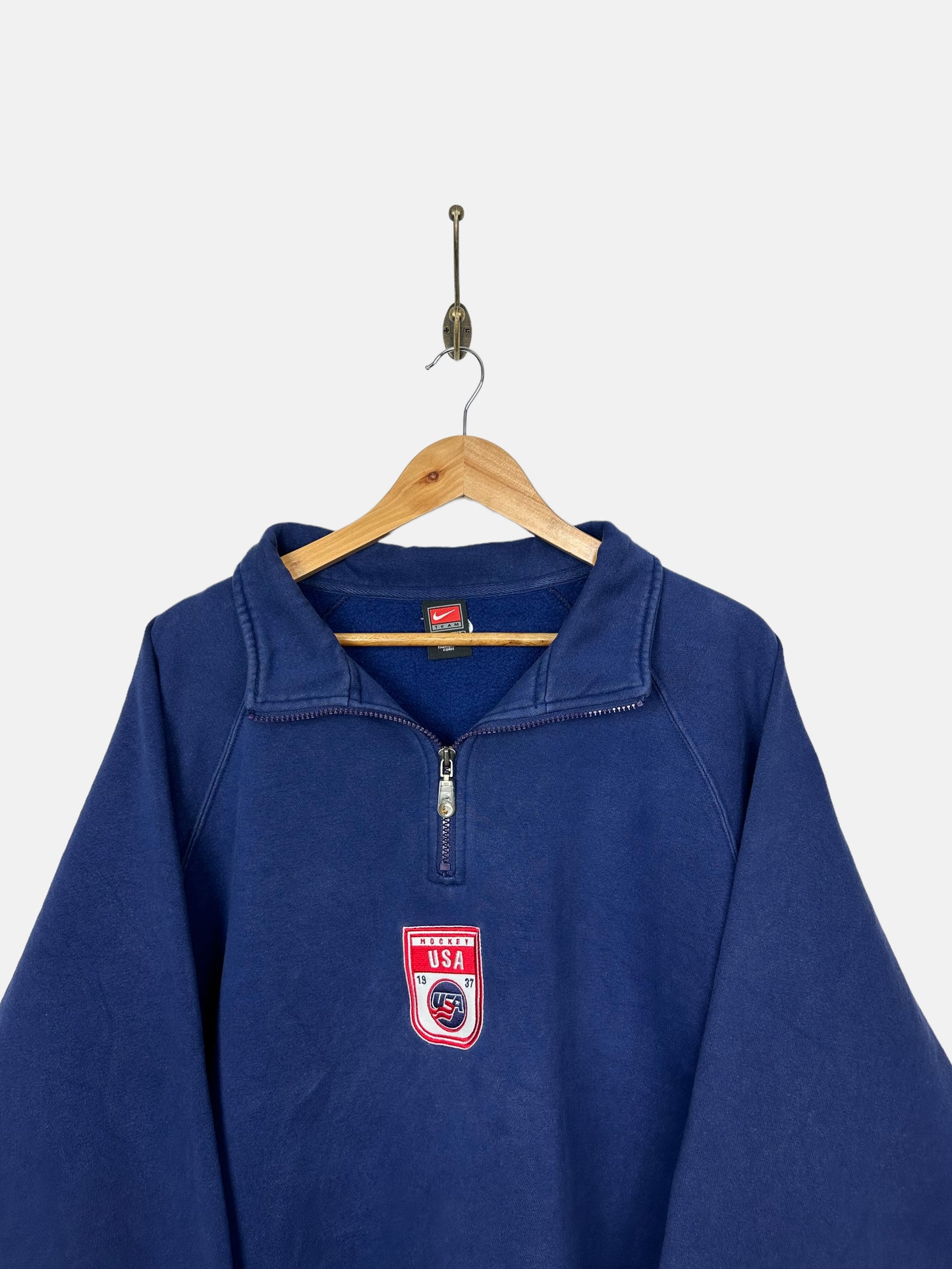 90's Nike USA Hockey Embroidered Vintage Quarterzip Sweatshirt Size XL