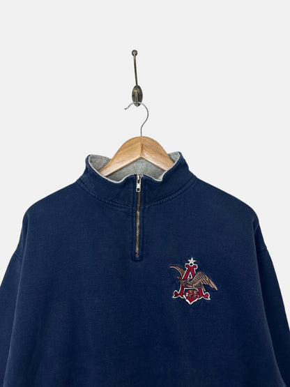 90's Anheuser Busch Brewing Embroidered Vintage Quarterzip Sweatshirt Size M-L