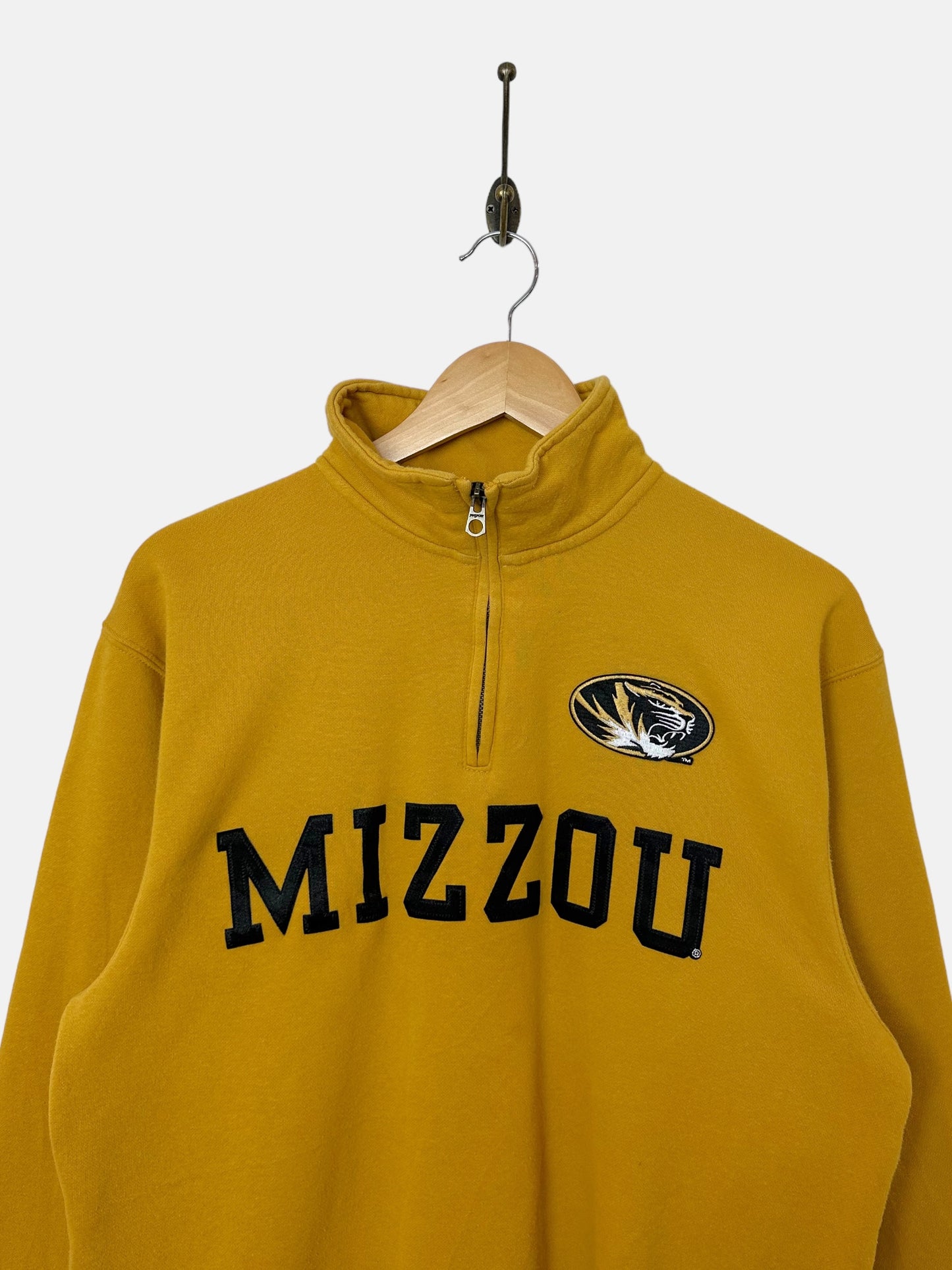 90's Mizzou Uni Embroidered Vintage Quarterzip Sweatshirt Size 8-10