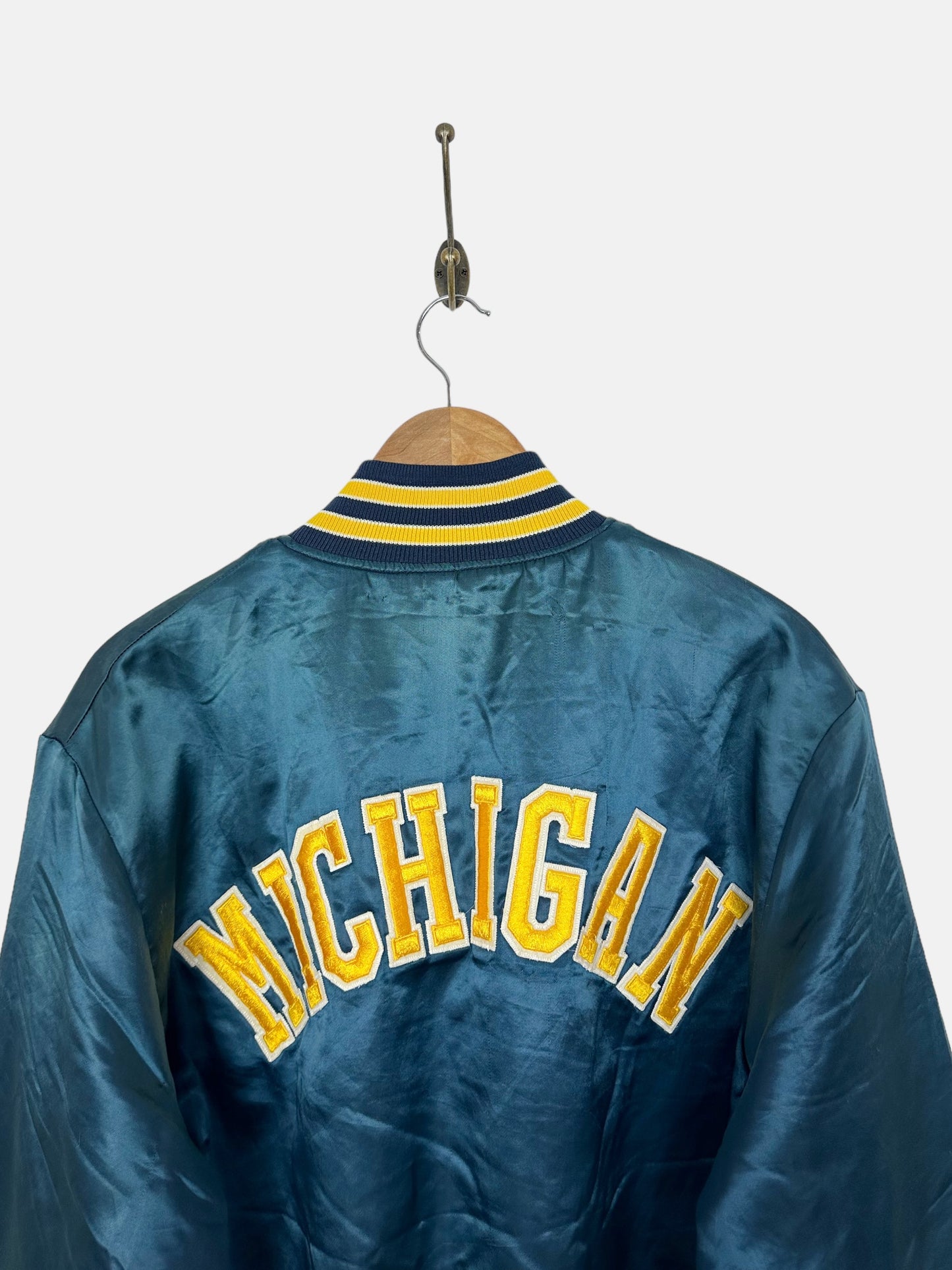 90's Michigan University Embroidered Holloway Satin Bomber Vintage Jacket Size S