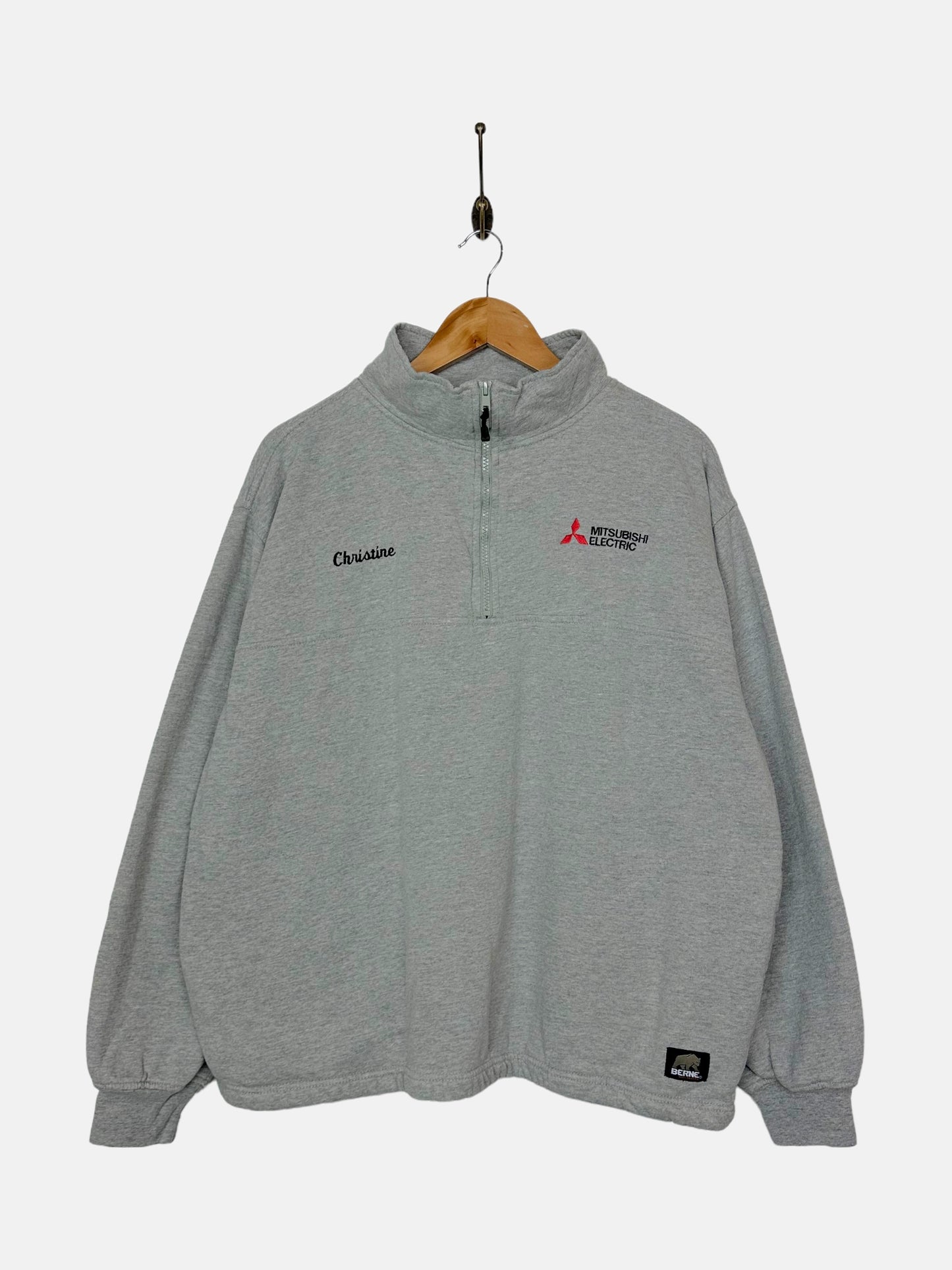 90's Mitsubishi Electric Embroidered Vintage Quarterzip Sweatshirt Size M-L