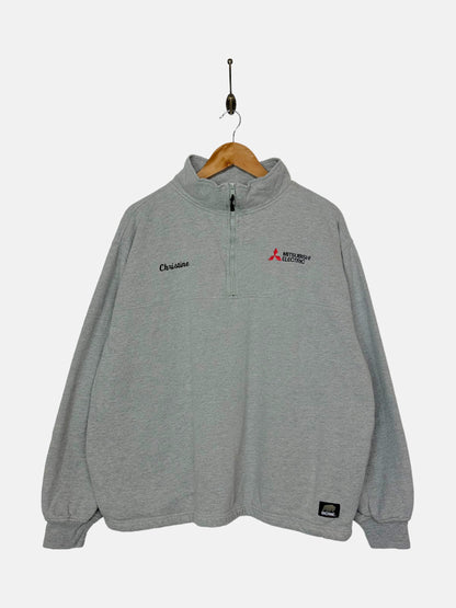 90's Mitsubishi Electric Embroidered Vintage Quarterzip Sweatshirt Size M-L