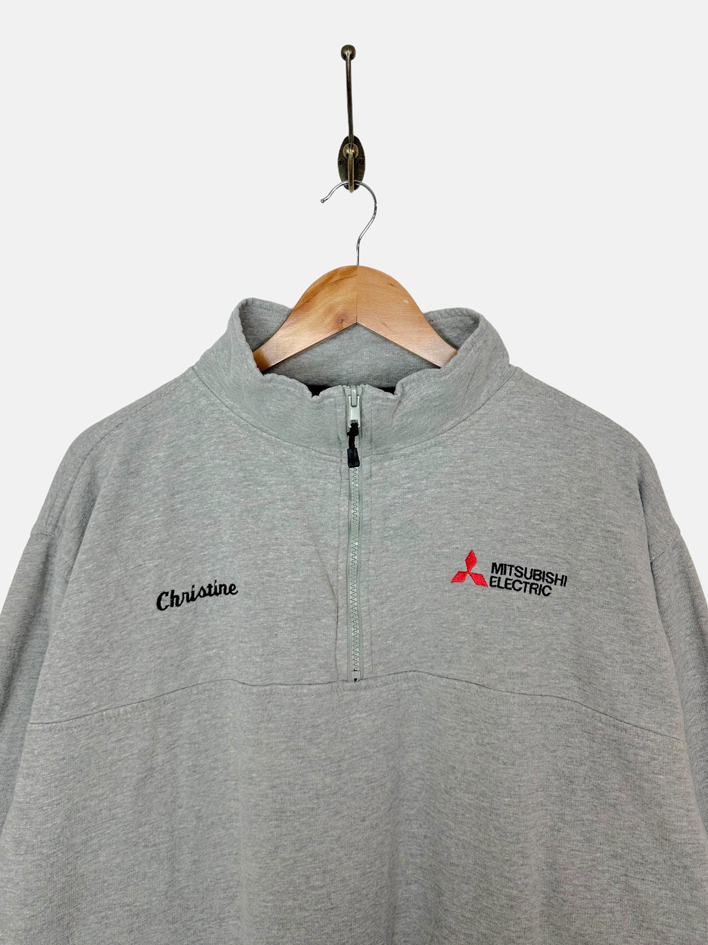 90's Mitsubishi Electric Embroidered Vintage Quarterzip Sweatshirt Size M-L