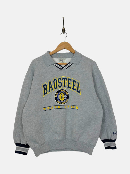 90's Baosteel Trade Union Embroidered Vintage Collared Sweatshirt Size S