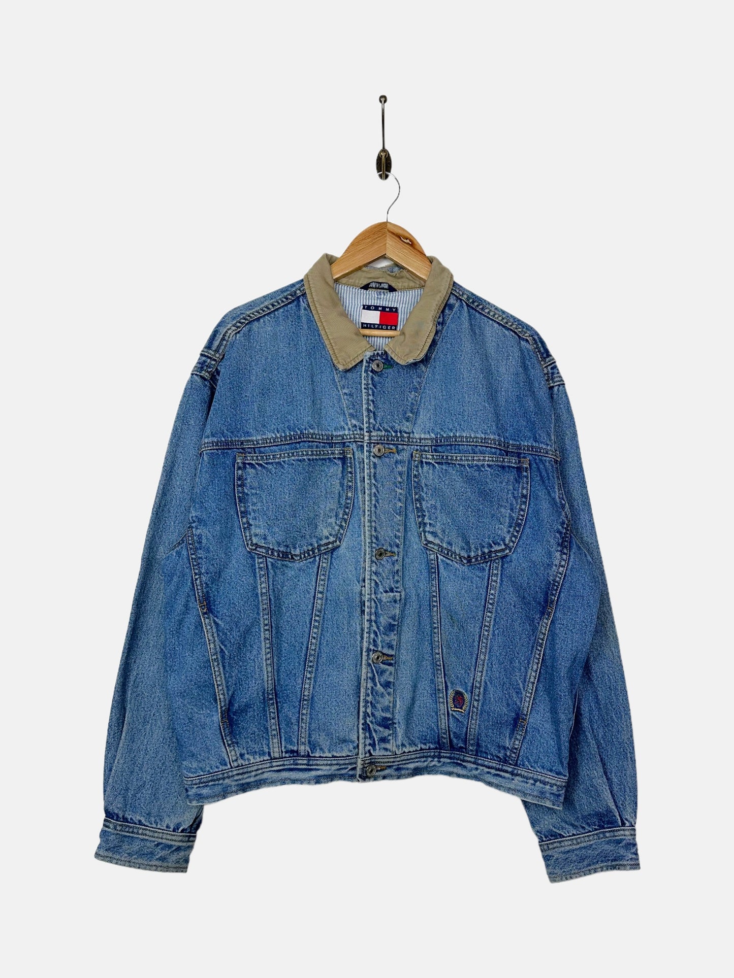 90's Tommy Hilfiger Embroidered Vintage Denim Jacket Size M