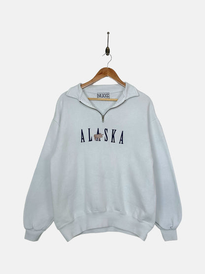 90's Alaska Embroidered Vintage Quarterzip Sweatshirt Size 10-12