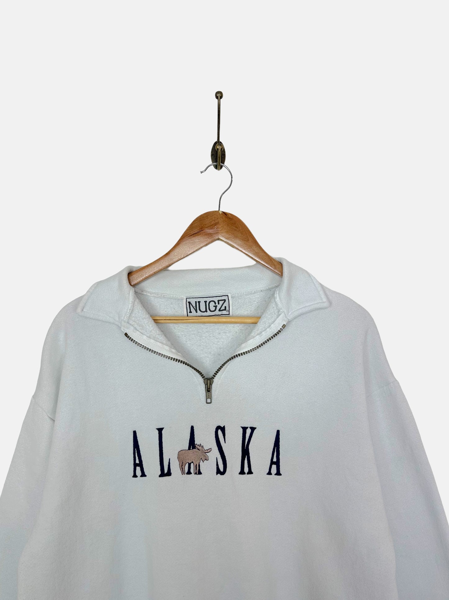 90's Alaska Embroidered Vintage Quarterzip Sweatshirt Size 10-12