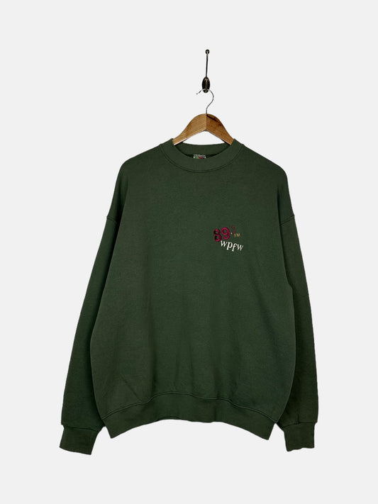 90's WPFW 89.3 Radio Station Embroidered Vintage Sweatshirt Size L