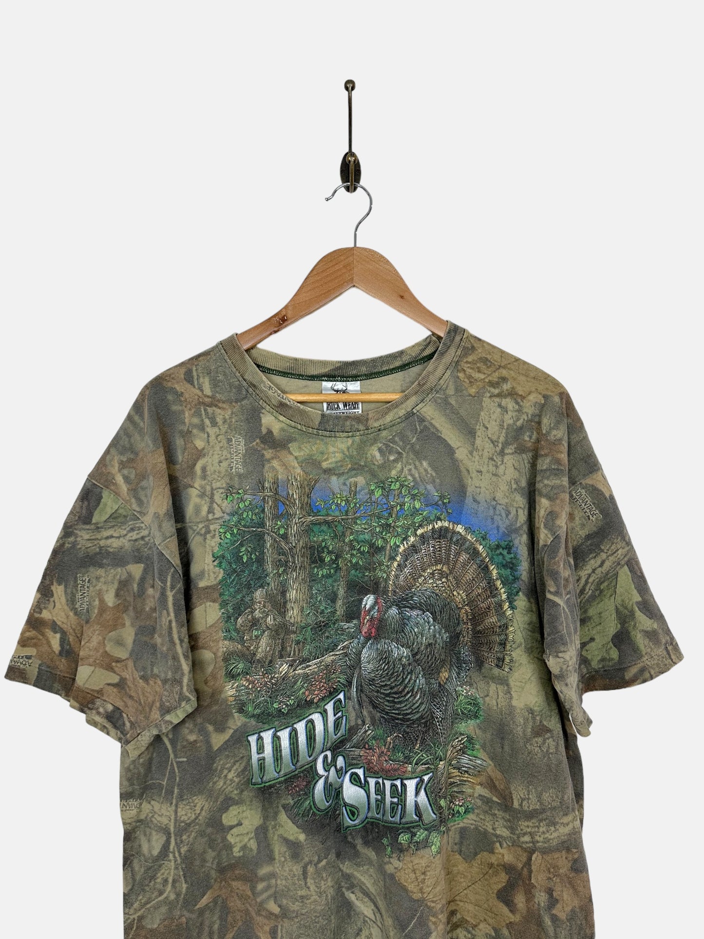 90's Realtree Hide & Seek USA Made Vintage T-Shirt Size M-L