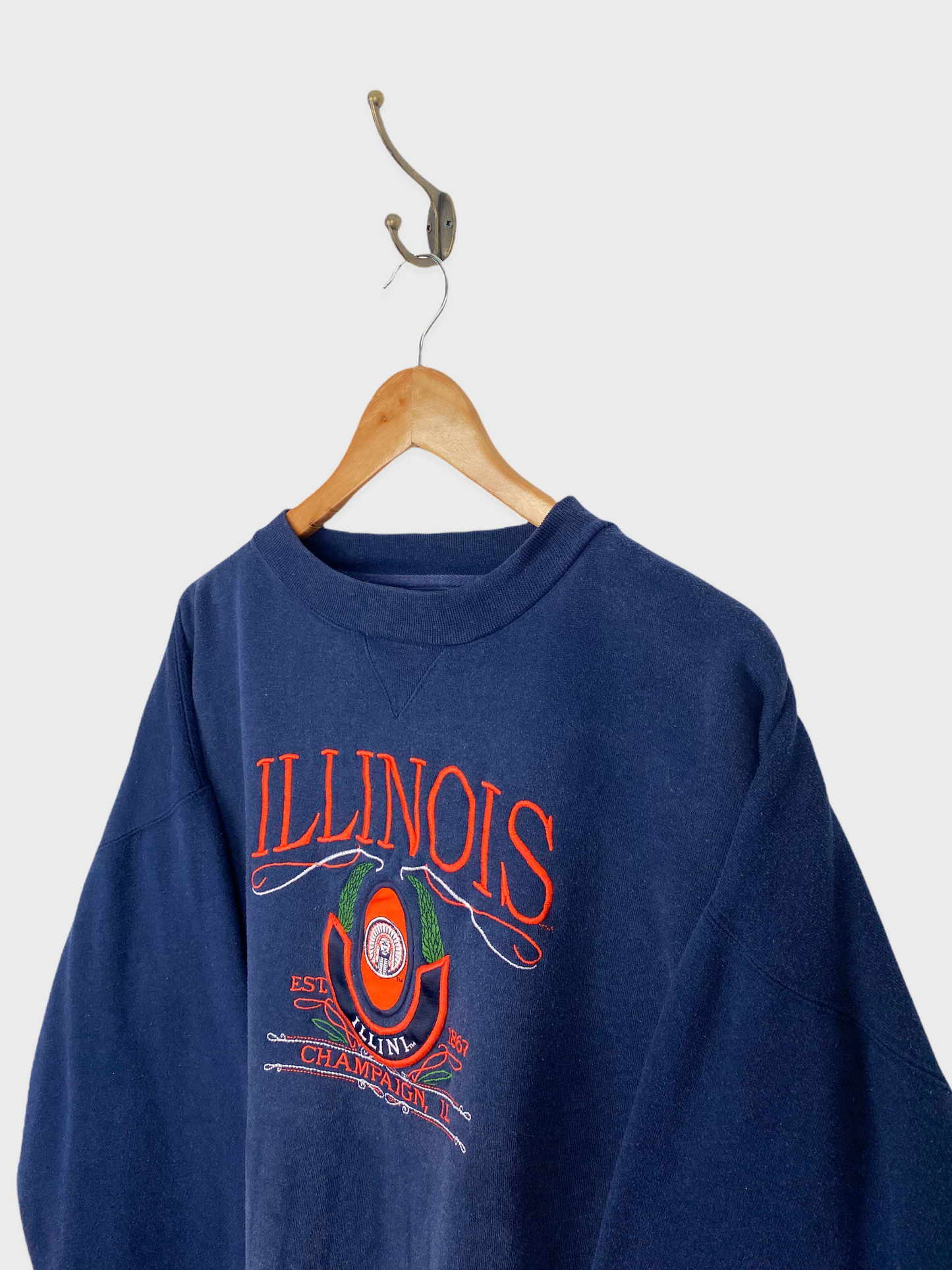 90's Illinois University Illini Embroidered Sweatshirt Size M