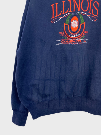 90's Illinois University Illini Embroidered Sweatshirt Size M