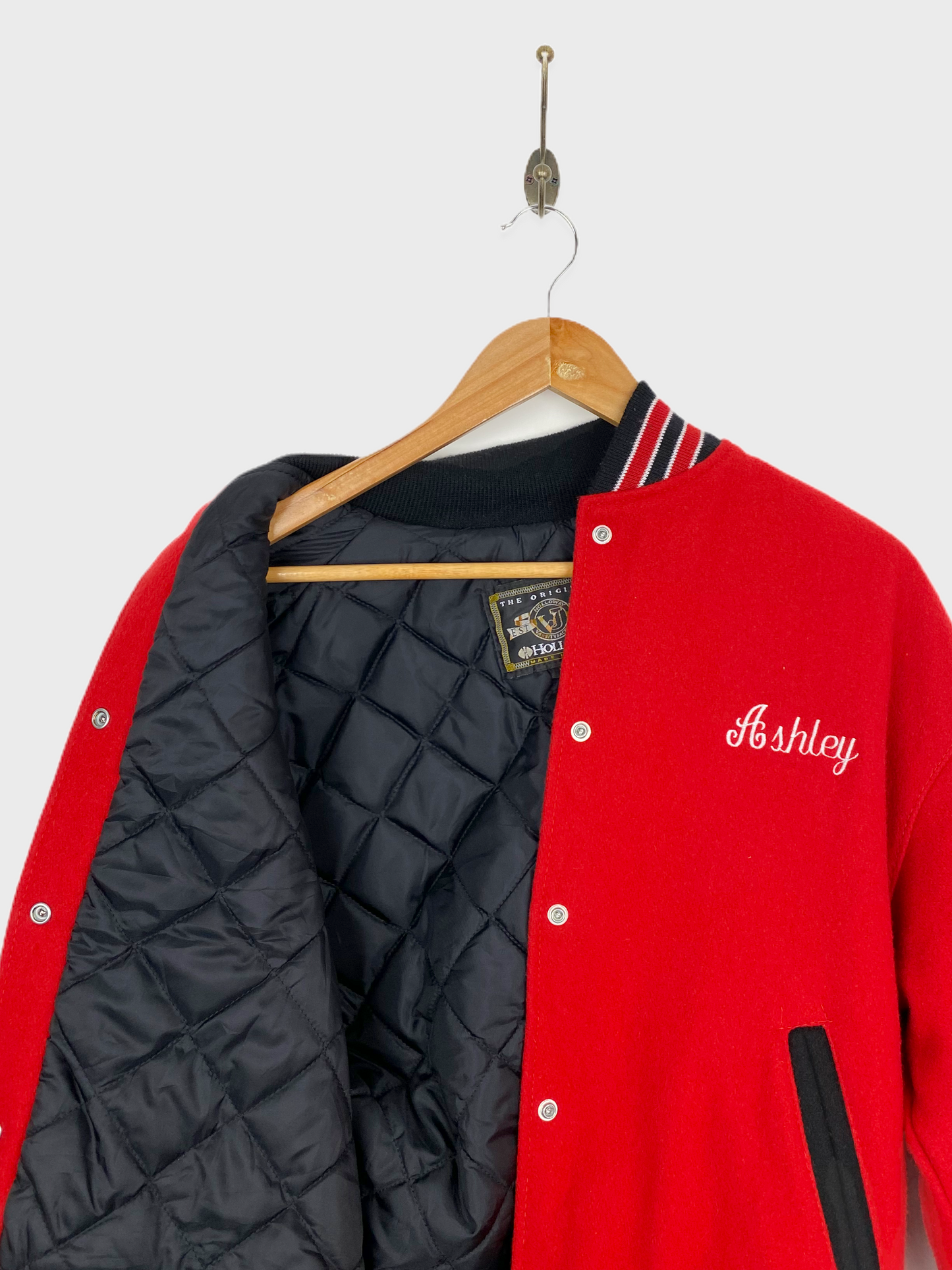 90's 'Ashley' USA Made Embroidered Vintage Varsity Jacket Size 8